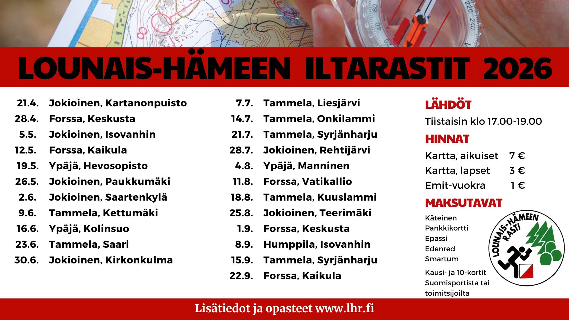 Lounais-Hämeen iltarastien kausi alkaa